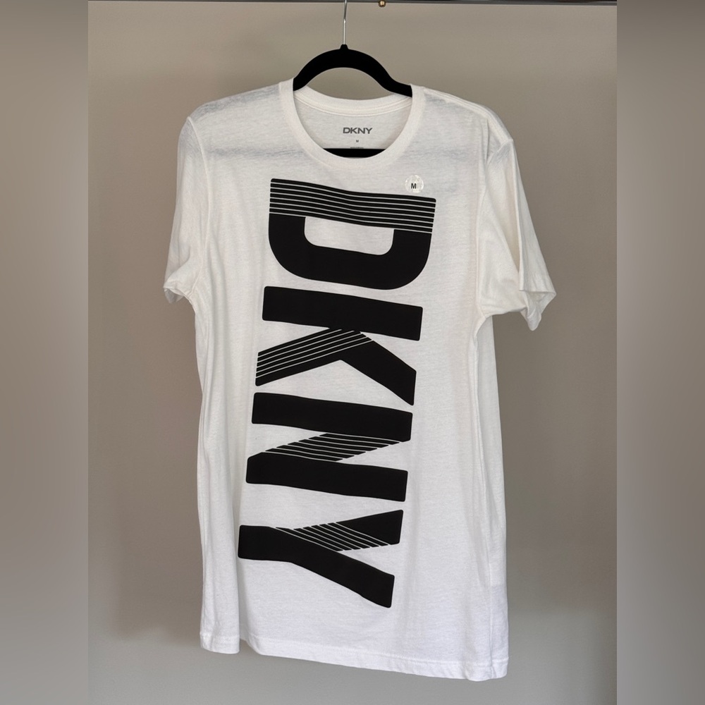 DKNY White and Black Short Sleeve Tee